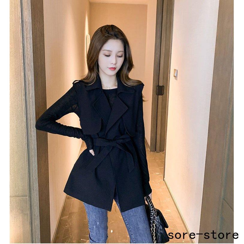 ベスト トレンチコート レディース 40代 ミディアム丈スーツジャケット ノースリープ スプリングコート カーキ アウター 秋服 韓国風 ベスト 30代 50代 オシャレ 全国総量無料で