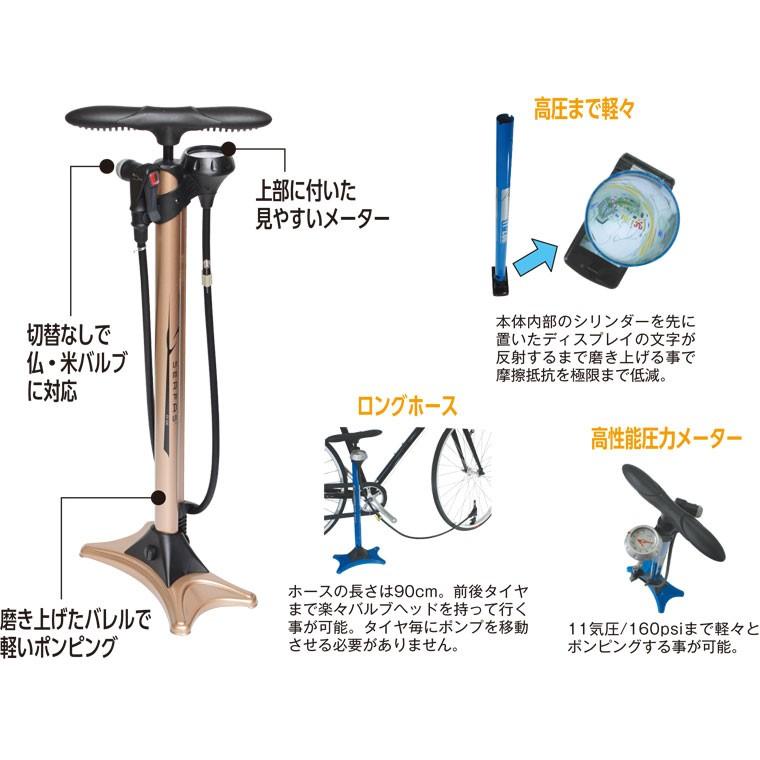 （SERFAS）サーファス FP-200　フロアポンプ 空気入れ 仏式/米式/英式バルブ対応 ゲージ付 ブルー｜sore｜02