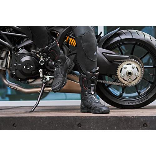 売り販促品 SHIMA STRATO男性用モーターサイクルブーツ-通気性、強化軽量ATOP速閉式ロングバイカーライディングブーツ、足首保護、滑り止め、反射板(ブラック、8、5)