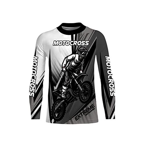 半額クーポン Kid Motocross Jersey Personalized UPF 30+、 Dirt Bike Motorcycle Off-Road Racing Youth Long Sleeves|NMS 365 (小、グレー)