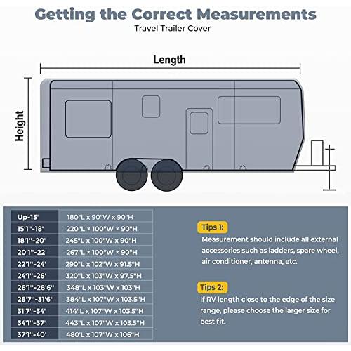 特注食品 RVMasking 7層トップRVトラベルトレーラーカバーリップストップ防水キャンパーカバー15´1´´-18´モーターホーム用-UV対策ダークグレー