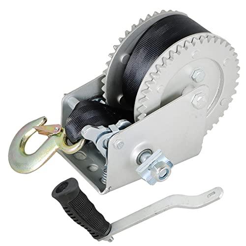 オンラインストア入荷 kimllier Heavy Duty Hand Winch 2000 lbs Two-Way Adjustable Boat Trailer Winch with 6 m (20フィート) ストラップクランクストラップギアウィンチwith