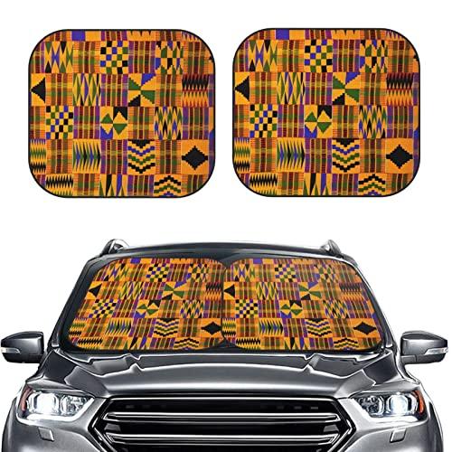 HALINNY Ghana Kente Auto Windshield Sun Shade、Foldable Sunshade 2個自動車用