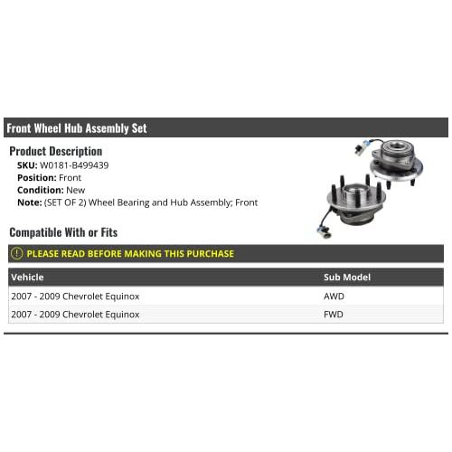 買い純正品 前輪ベアリングハブアッセンブリー2個セット-2007-2009年型シェビーエキノックスAWD、FWDに対応