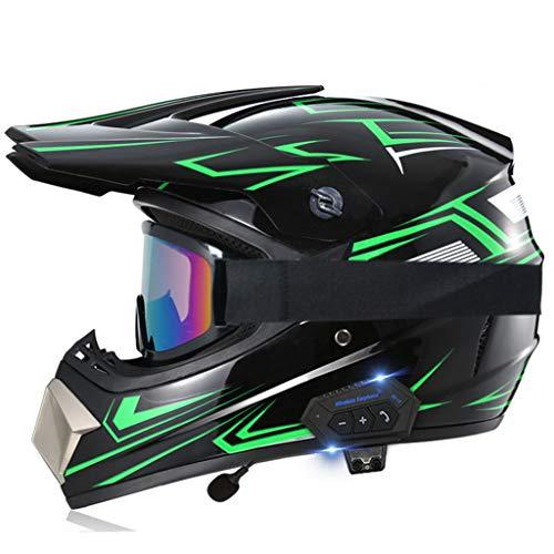 モーターサイクルBluetoothモトクロスヘルメット、フルフェイスビルトインデュアルスピーカーBluetoothヘッドセットモーターバイク