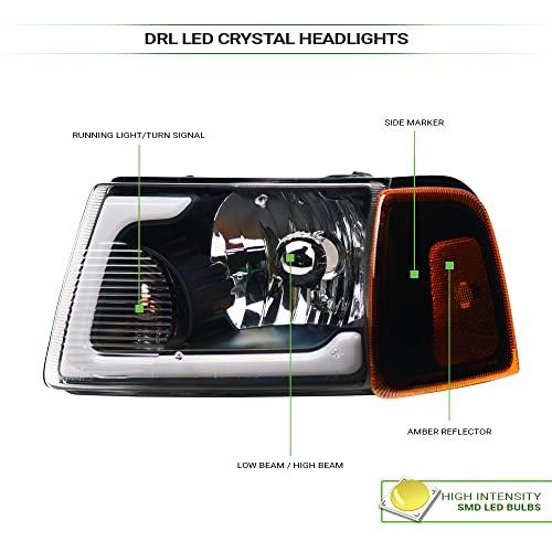 DRL LEDチューブバー黒ハウジングヘッドライト信号コーナーランプ付