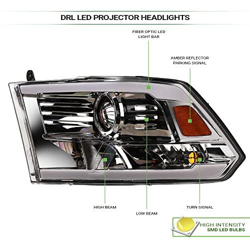 DRL LEDチューブバークロームハウジングプロジェクターヘッドライト