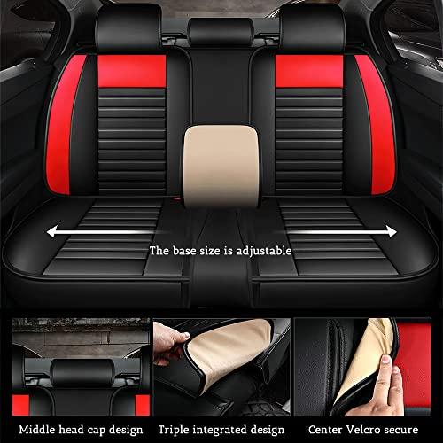 クリアランス正規品 bitableラグジュアリーカーシートカバーkia Forte 2010-2023用5シートオートモーティブシートカバー耐久耐摩耗性快適PUレザーシートカバー (ブラック&Red、