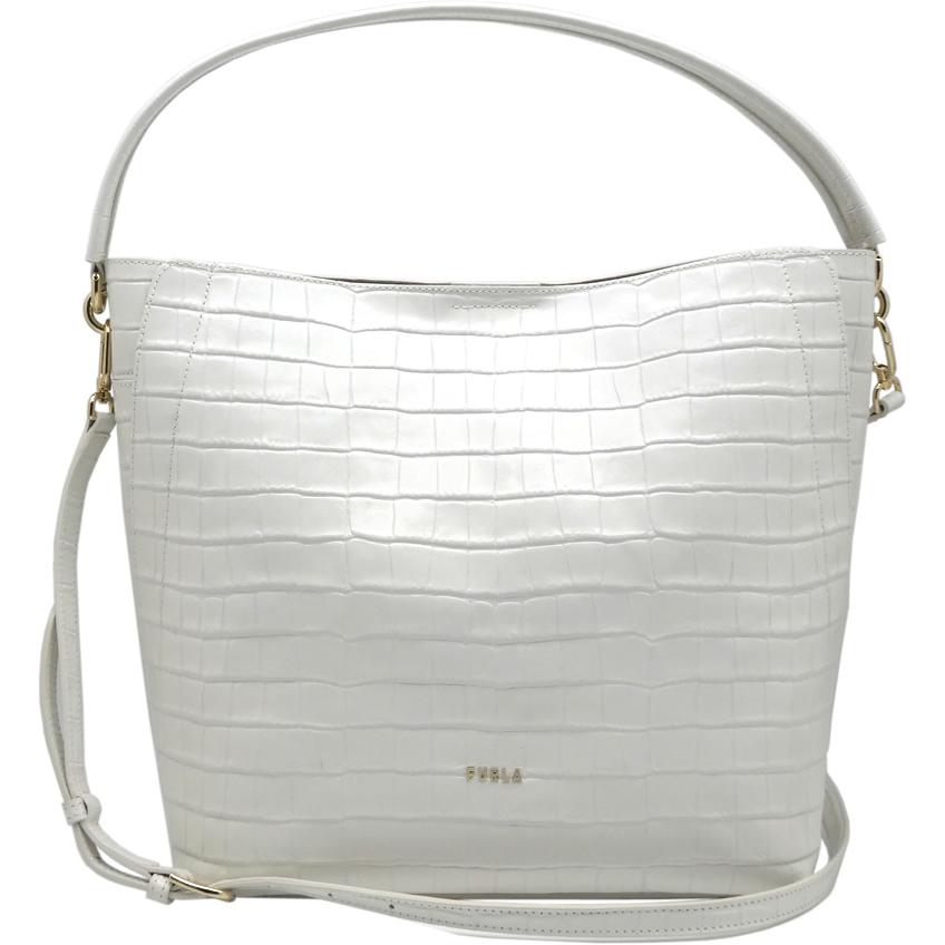FURLA（フルラ） FURLA GRACE ホーボーバッグ M クロコ型押しカーフ