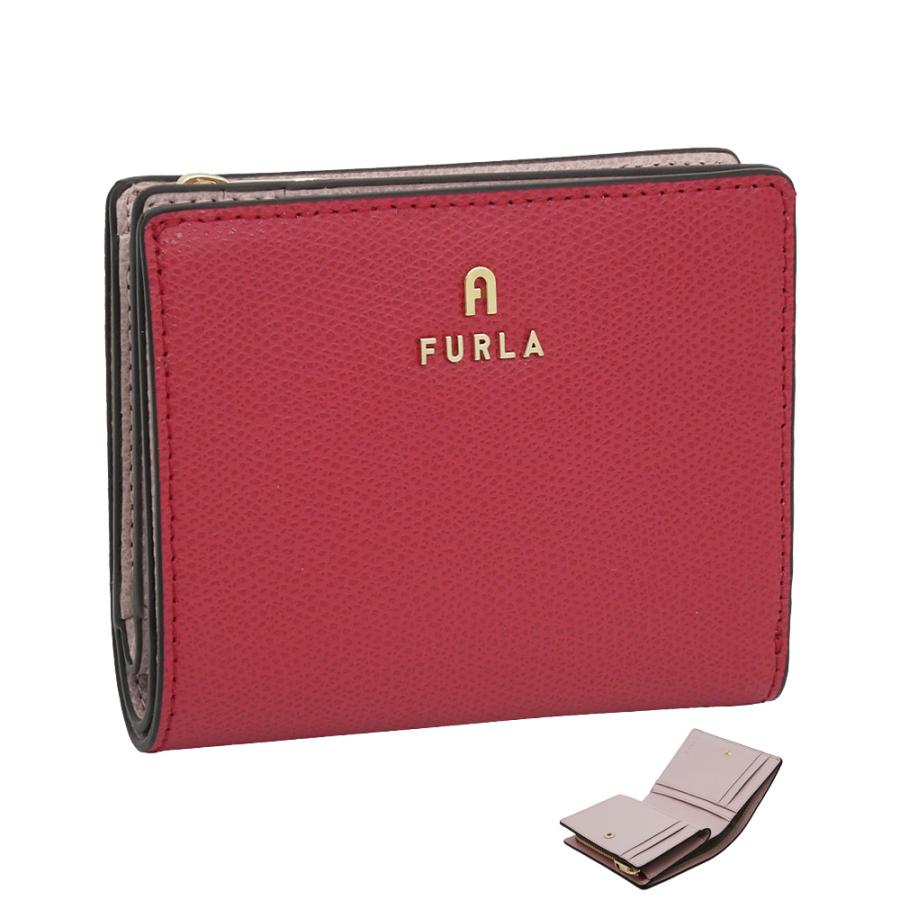 【2025年秋冬 新作】 フルラ Furla Camelia コンパクト財布 S RUBY+COROLLA int. レッド+ピンク WP00307_ARE000_1007_4305S カメリア 二つ折りスモール財布 レディース 【新品 新作 未使用 正規品】 FURLA（フルラ） Furla Camelia コンパクト財布 S RUBY+COROLLA int