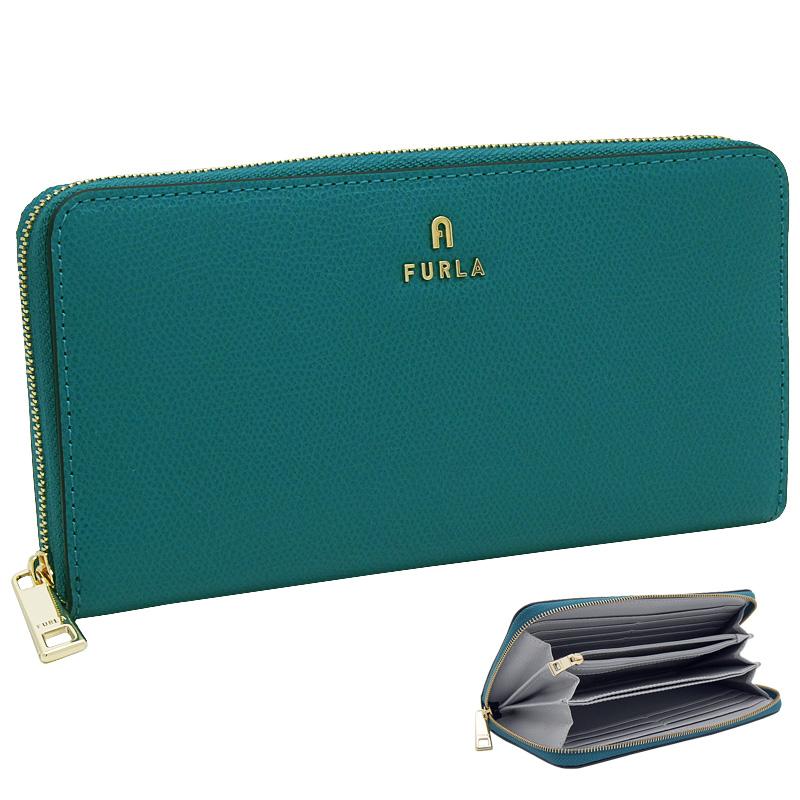 FURLA（フルラ） Furla Camelia ジップアラウンド XL グリーン+グレー