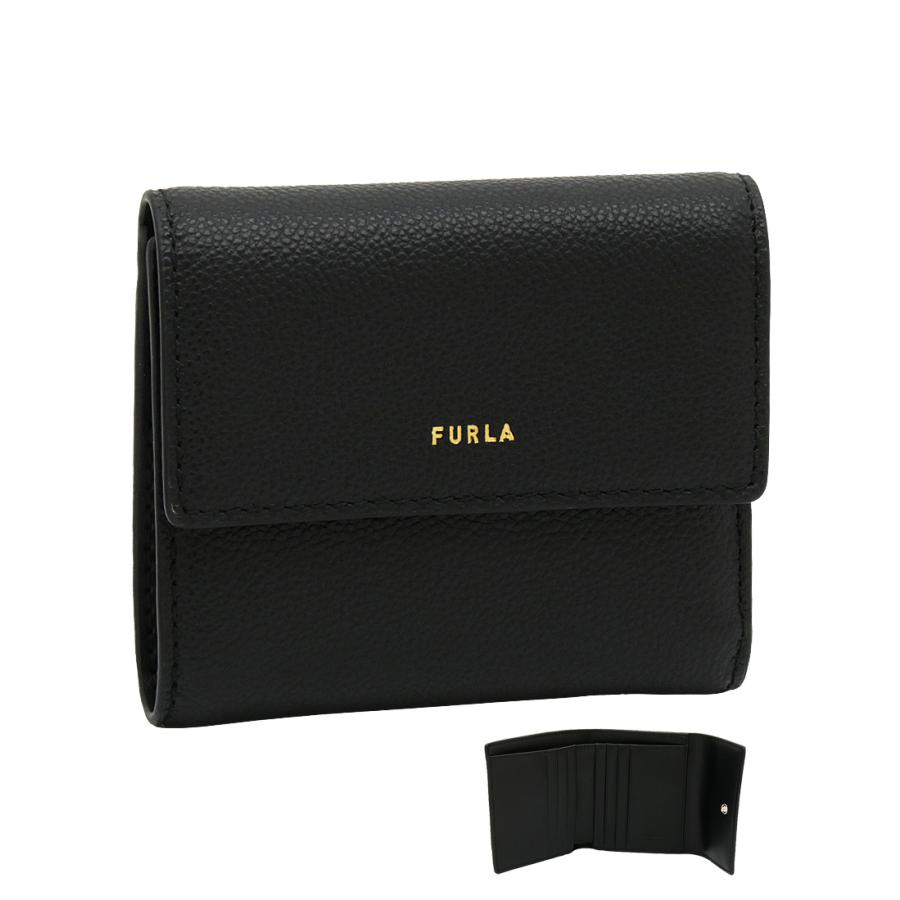 【2025年秋冬 新作】 フルラ Furla Goccia コンパクトウォレット M NERO ブラック WP00469_BX3036_1007_O6000 ゴッチャ 三つ折り 財布 小銭入れ付 レディース 【新品 新作 未使用 正規品】 FURLA（フルラ） Furla Goccia コンパクトウォレット M NERO ブラック