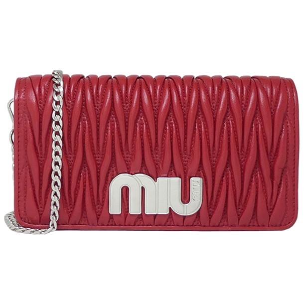 miu miu マテラッセ ポーチ レッド Miu Miu - Rosso Red Quilted Nappa