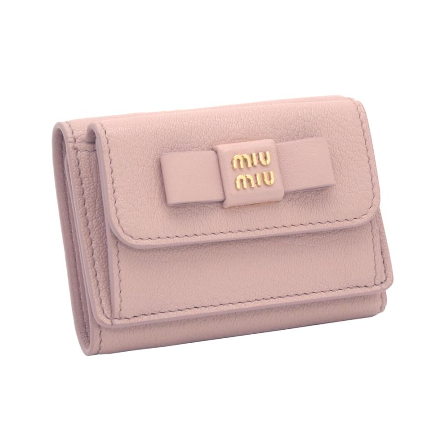 人気 miu miu ミュウミュウ マドラス フィオッコ 三つ折り財布 ピンク miu ミュウミュウ MIUMIU マドラスフィオッコ レザー財布