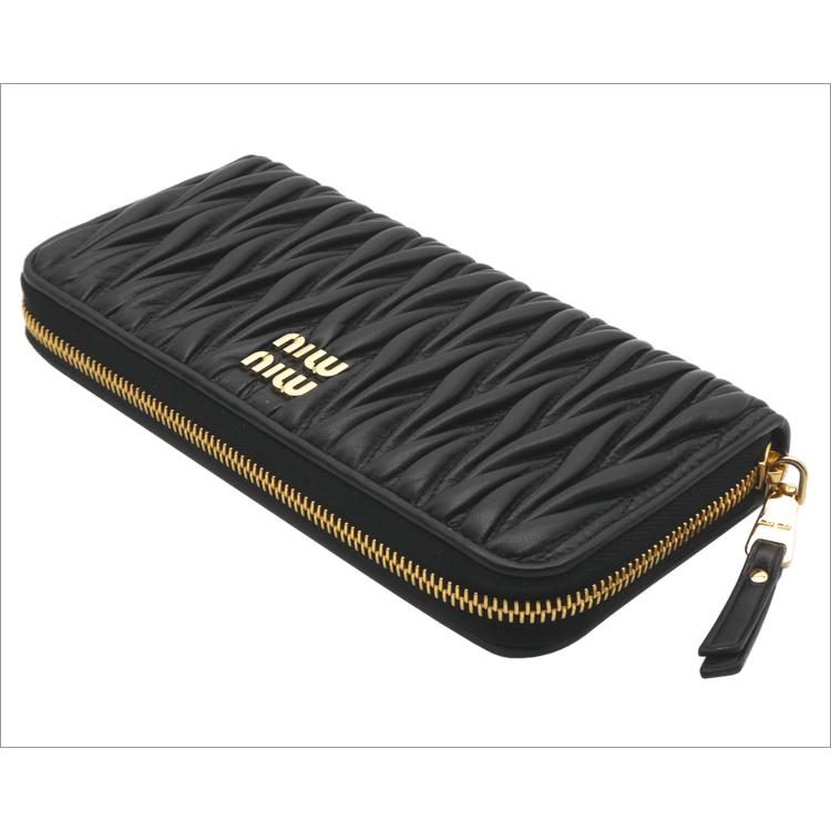miu ミュウミュウ MIU マテラッセレザー 財布 ブラック miu ミュウミュウ MIU マテラッセレザー 財布 ブラック