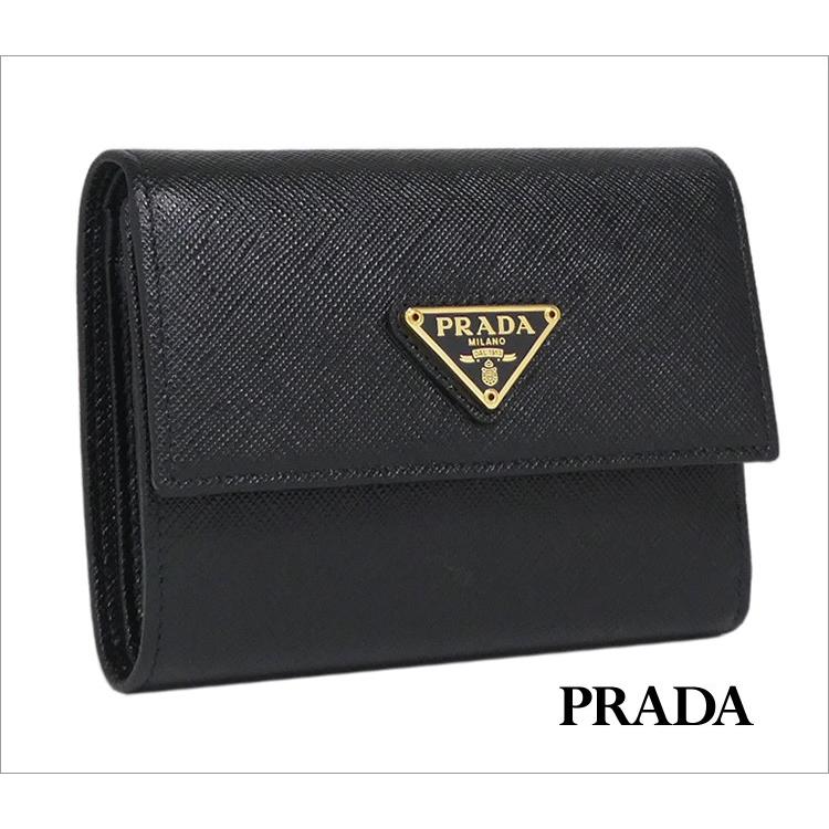 プラダ 三つ折り財布 サフィアーノ PRADA 1MH025 QHH F0002 SAFFIANO TRIANGOLO NERO トライアングル ロゴ ブラック レディース メンズ｜sorfege｜02