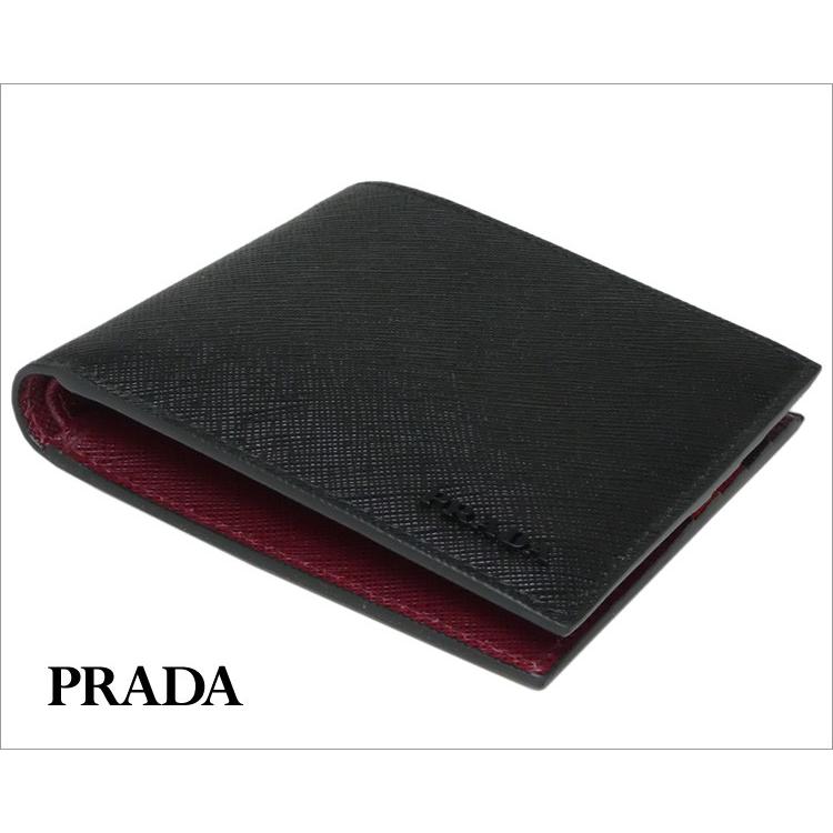 プラダ メンズ 財布 PRADA 2MO513_ZLP_F0ME5 SAFFIANO MLUTICOLOR NERO+CERISE ブラック+レッド ペイントメタルロゴ サフィアーノ｜sorfege｜02