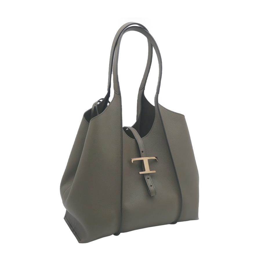 美品●TOD'S サーカス エレファント ショルダーバッグ レザー グレー Woman グレー トッズ Di バッグ スウィング レザー ショルダー