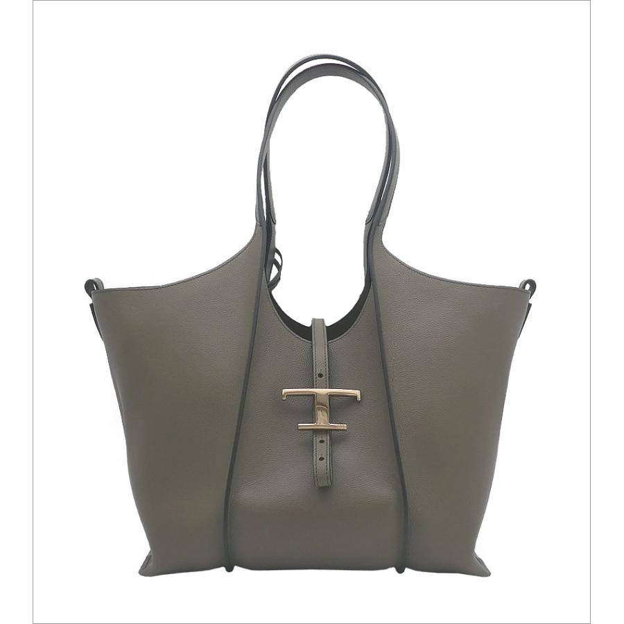 T タイムレス ショルダーバッグ トートバッグ グレー TOD'S トッズ T タイムレス レザー ショッピングバッグ スモール