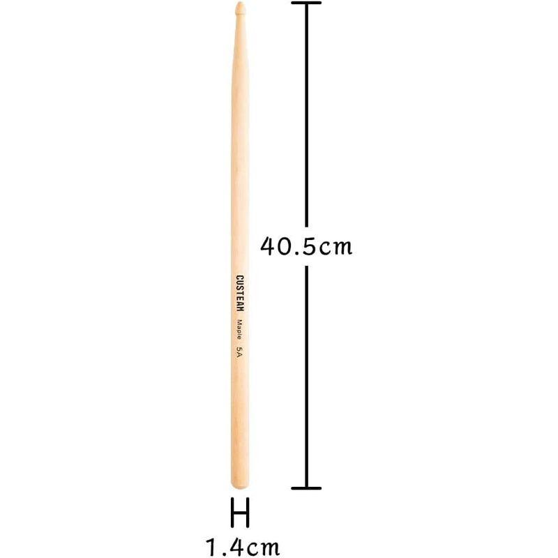 CUSTEAM ドラムスティック5A メイプル製 ドラム練習用 3ペアセット（6本組み） 42.5 x 5 x 3.5 センチ｜sorrisoshop｜02