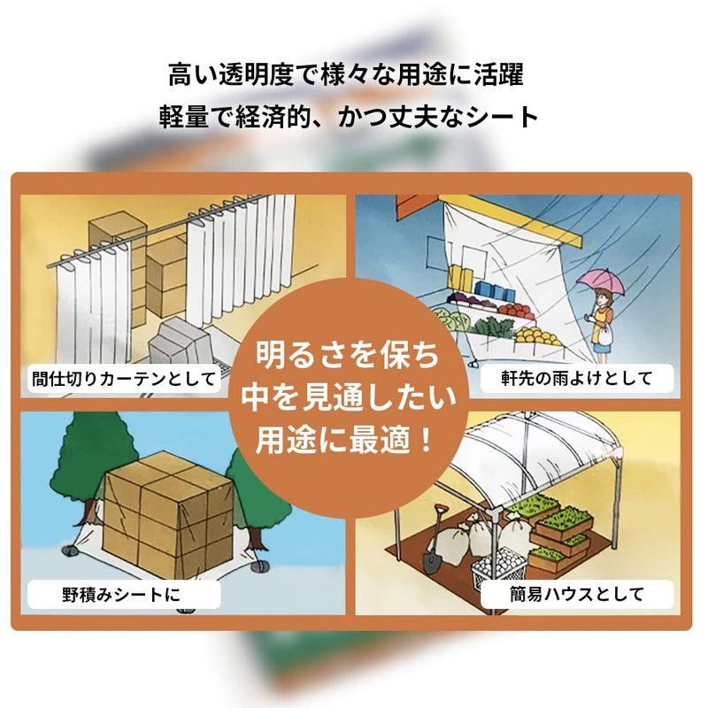 モリリン ビニールシート 1.8m×1.8m 厚さ0.15mm 透明 糸入り 軽量 ハトメ24個 約2畳 ロープ付 間仕切り 雨よけ 風よけ｜sorrisoshop｜03