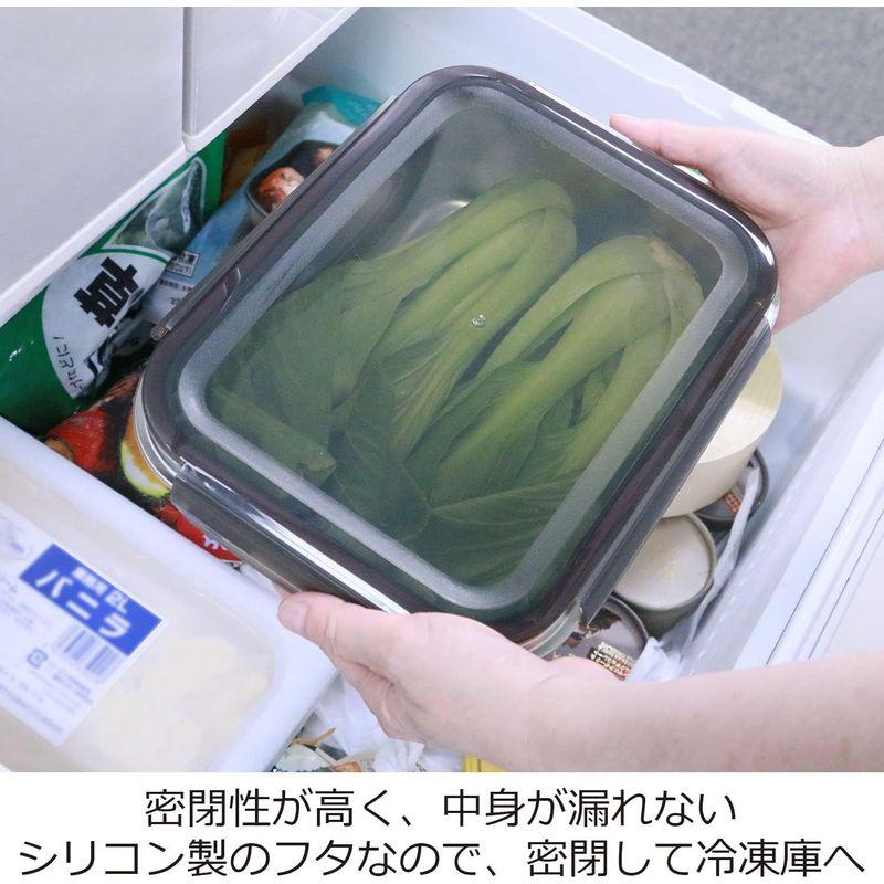 ののじ 保存容器 ステンレス製 電子レンジで使える ステンレス マジックコンテナ M 1300ml オーブン 冷凍 食洗器 使用OK グレー｜sorrisoshop｜13