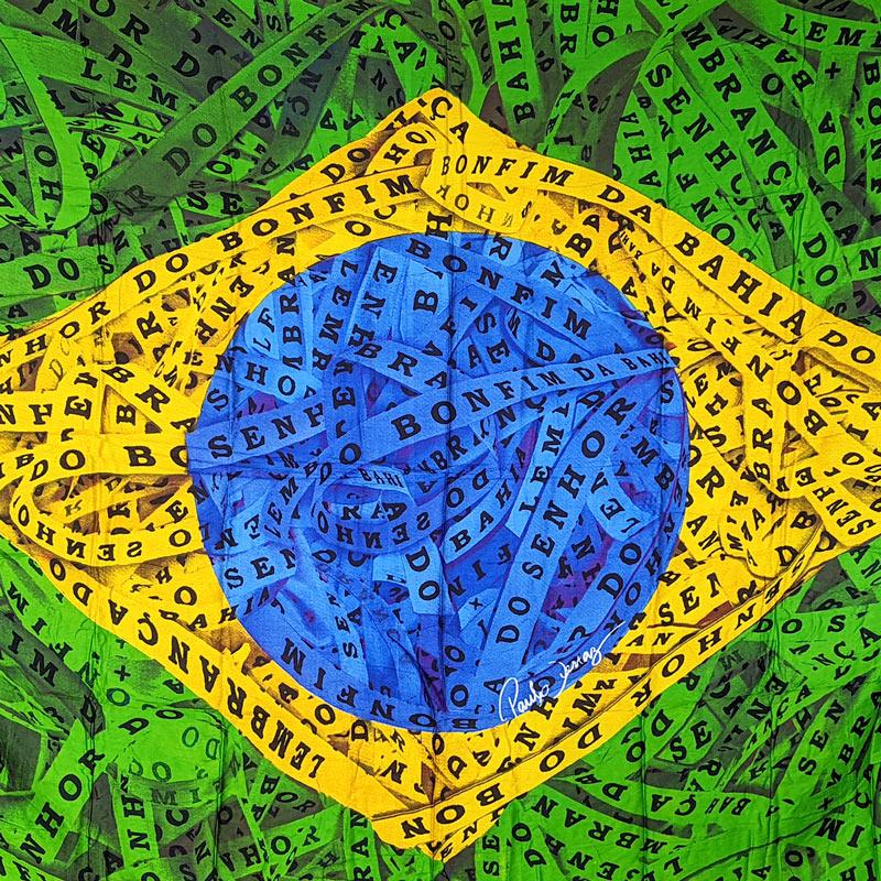 ボンフィン柄ブラジル国旗デザイン ブラジルカンガ 大判クロス : SORTE