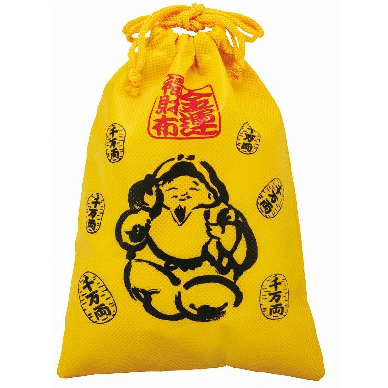 販促品 ノベルティ グッズ 不織布巾着袋 金運巾着袋 大黒様 : 粗品