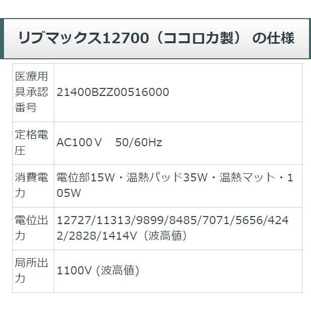 リブマックス12700　中古　Aランク　1年保証　ココロカ　電位治療器の画像