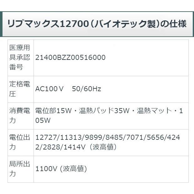 リブマックス12700 中古 特価ランク 5年保証 バイオテック 電位治療器