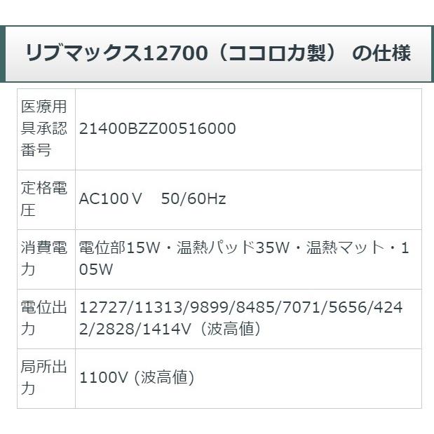 リブマックス12700 数量限定 中古 超特価 ココロカ 電位治療器 : 健康