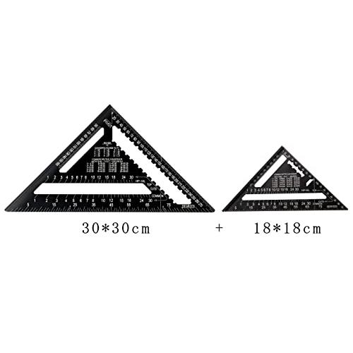 Beslands三角定規 木工用 丸鋸定規 2枚組 18*18cm 30*30cm 両面目盛り アルミ合金 大工道具 0-90度 測量用品 45｜sosola-shop｜02