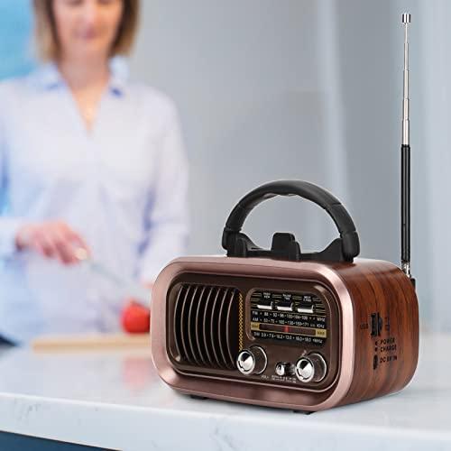 レトロラジオ ポータブル ラジオ 木製 ラジオ AM FMラジオ 小型 ブルートゥース 横置き型 USB対応MP3プレーヤー 電池内蔵 USB充