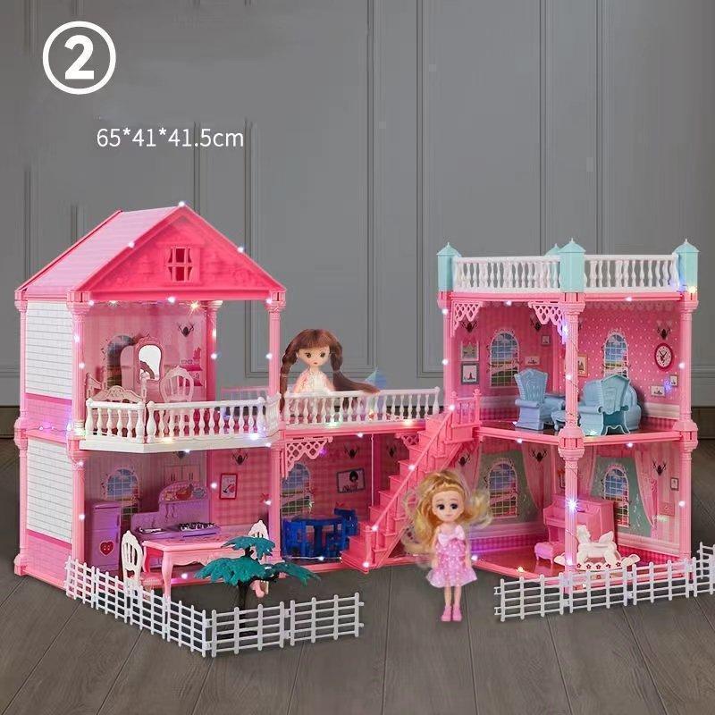 ドールハウス バービーハウス ライト付け 室内ゲーム 手作り