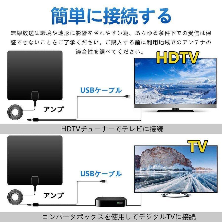 室内アンテナ HD テレビ アンテナ 地デジ ペーパーアンテナ 4K 信号ブースター付き 超薄型 設置簡単 増幅器付き 卓上 TV アンテナ 150km受信範囲 ケーブル付き｜sotela｜02