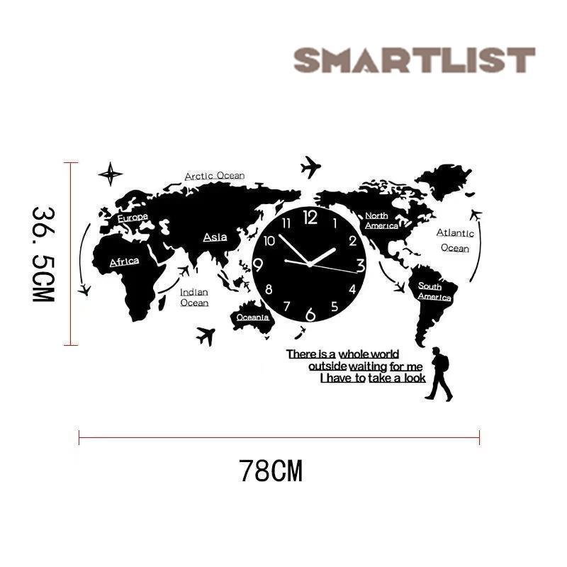 世界地図壁時計 壁掛け時計 北欧世界時計 世界地図 夜光時計 ナチュラル プレゼント キッズルーム 寝室 リビング壁飾り 店舗 会社用 時計｜sotela｜08