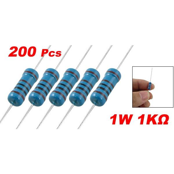 uxcell 金属皮膜抵抗器 1W 1% 1KΩ 50ppm/C 4 x 11mm カラーコード