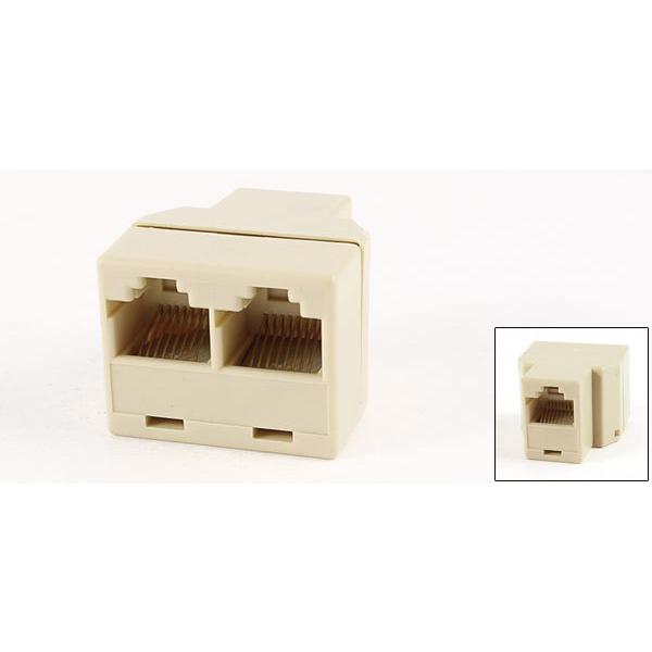 uxcell 電話 ジャック スプリッタ メス プラグ コード 変換器 カプラー RJ45 8P8C ベージュ|soten2|02