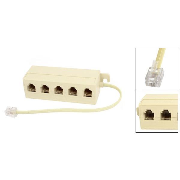 uxcell 分岐アダプタ 電話コネクタ 電話回線スプリッタ RJ11 1オス−5