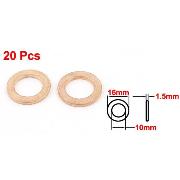 uxcell 銅ワッシャー 銅平ワッシャー 20個 10mmx16mmx1.5mm 銅