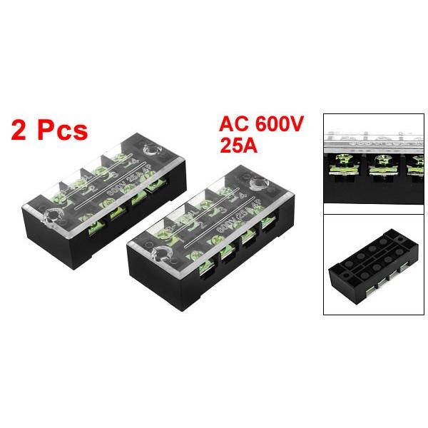 uxcell 端子台 バリア端子ブロック ケーブルボード AC600V 25A 2 x 4 ポジション 2個入り|soten2|02