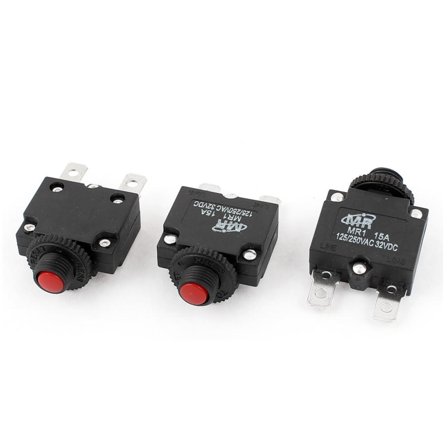 uxcell ブレーカー エアコンプレッサー AC 125V/250V DC 32V 15A 3個入