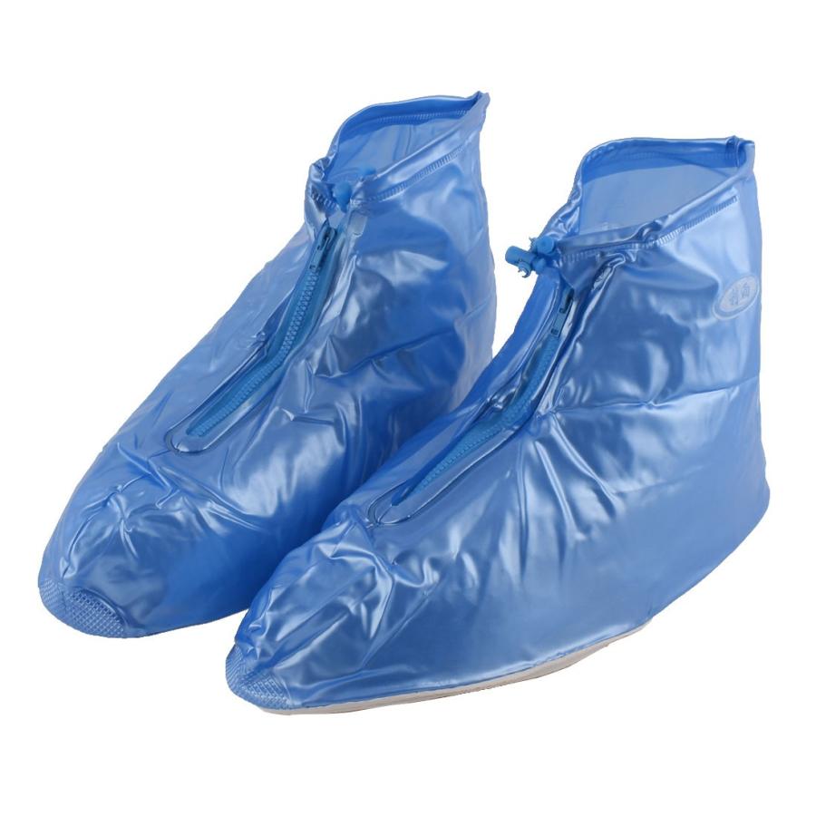 最新作売れ筋が満載 uxcell 雨靴のカバー オーバー靴のカバー ジッパー式 アンチスリップ 折り畳み PVC 雪の水の耐性 ブルー ペア その他傘