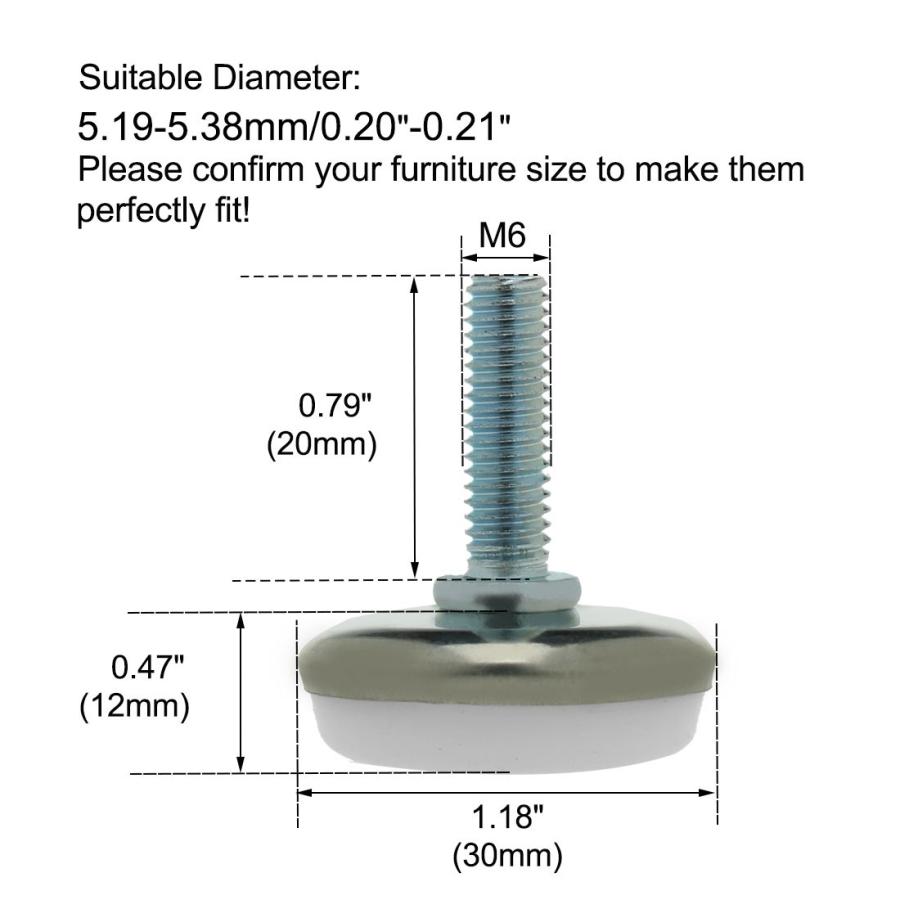 uxcell 防音材 レベリングフィート M6x20x30 プロテクター フロア ラウンド ベース レベラー デスク脚用 8個入り｜soten2｜03