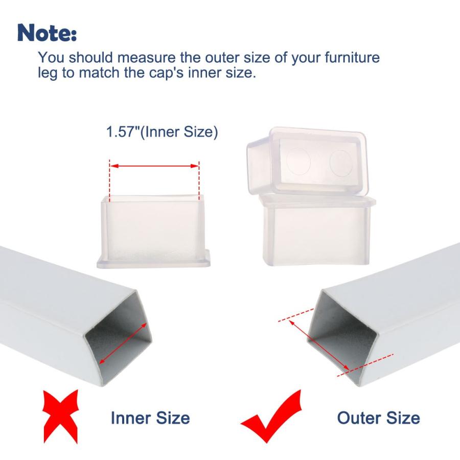 uxcell 家具脚カバー クリア PVC エンド チップ フィート カバー 8個入り(20x40mm) インナーサイズ ノイズ減らし スクラッチ防止｜soten2｜04