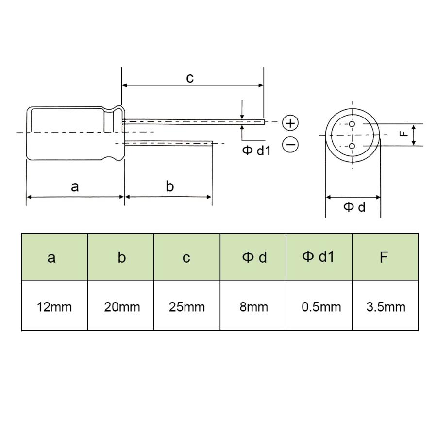 uxcell 電解コンデンサ 470uF 16V 105℃ 2000H 8 X12 mm 60個入り｜soten2｜04