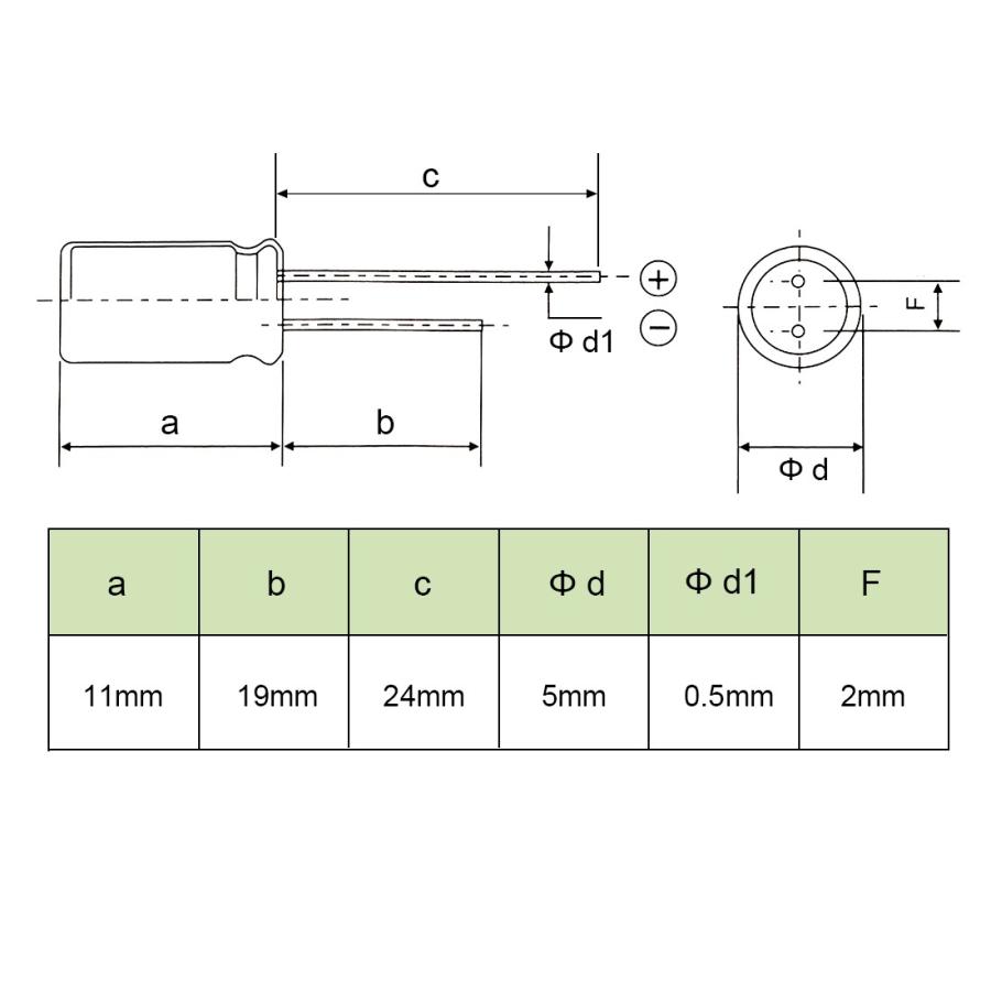 uxcell アルミニウム電解コンデンサ ラジアル 高リップル電流 グリーン 22uF 35V 105摂氏度 5X11mm 20個入り :  ソウテン2号店 - 通販 - Yahoo!ショッピング