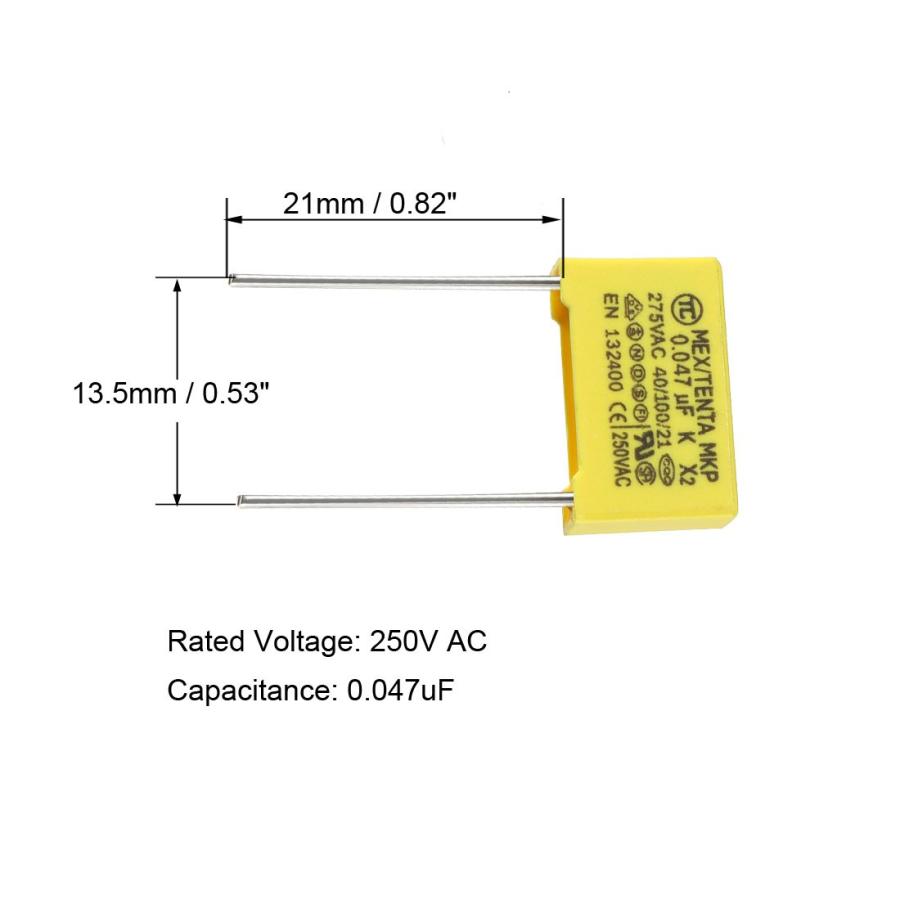 uxcell セーフティコンデンサ 安全コンデンサー ポリプロピレンフィルム 0.047uF 275VAC X2 MKP 20個入り｜soten2｜04