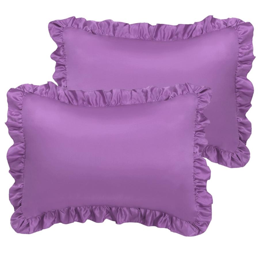 uxcell サテンピローケース 髪と肌用 フリル枕シャム オックスフォードの枕カバー 封筒付き 2パック 紫の 私室  :a19083000ux0273:ソウテン2号店 - 通販 - Yahoo!ショッピング