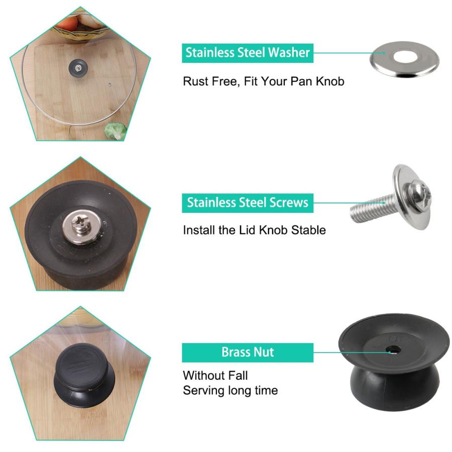 uxcell 蓋ノブ パンポットカバーグリップ 鍋ツマミ 耐熱性